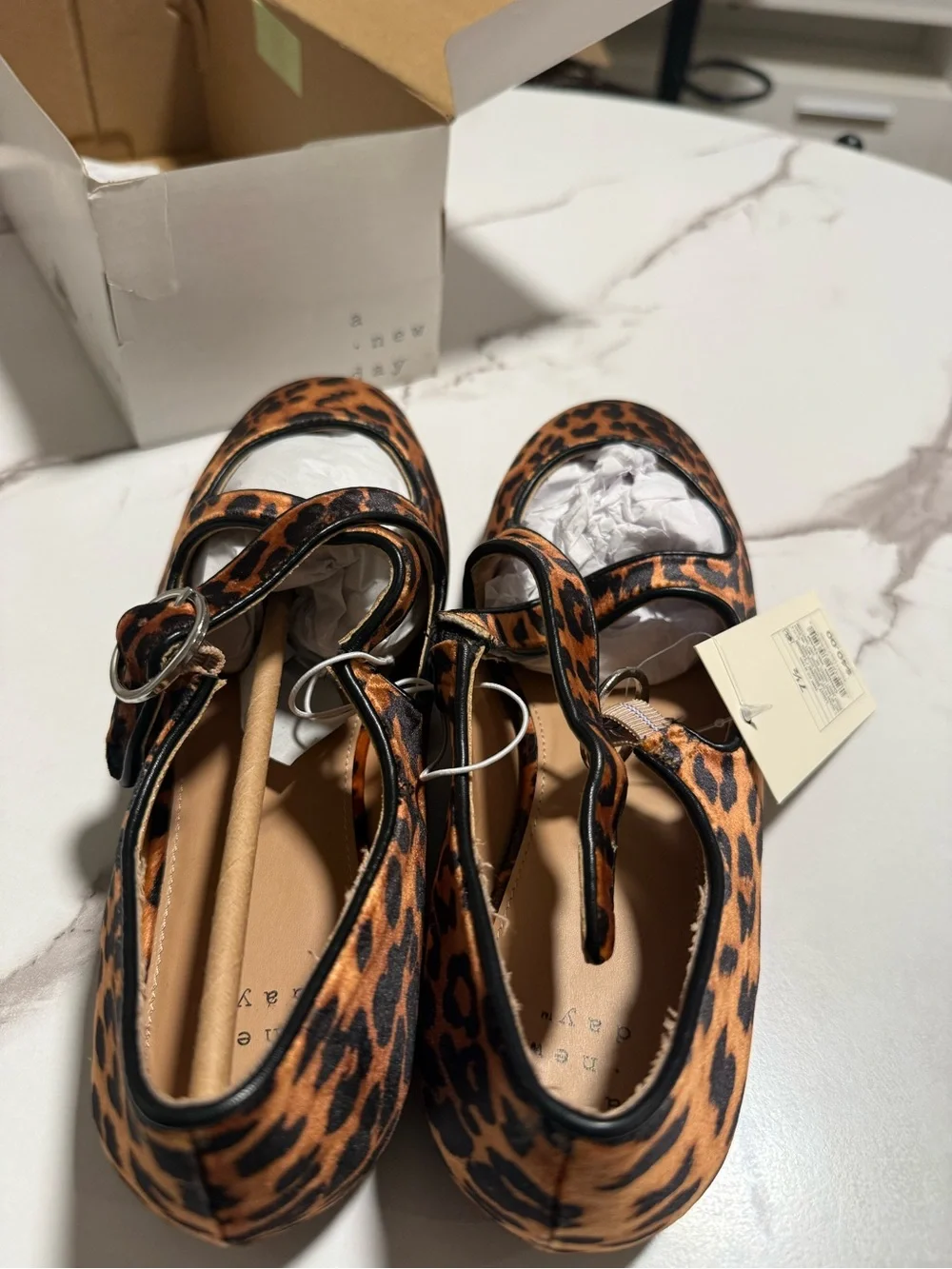 a new day Leopard Mary Jane Flats in Light Brown and Black